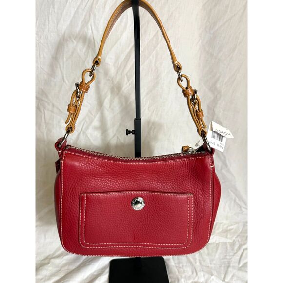 Coach Red Pebbled Leather Shoulder Bag – Chic & Timeless Style - Picture 1 of 5